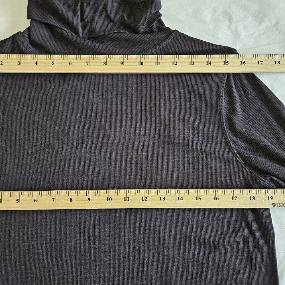 Terrera Black Turtleneck Top Womens L Bamboo Spandex LS Minimalist Office Siren - Picture 7 of 12